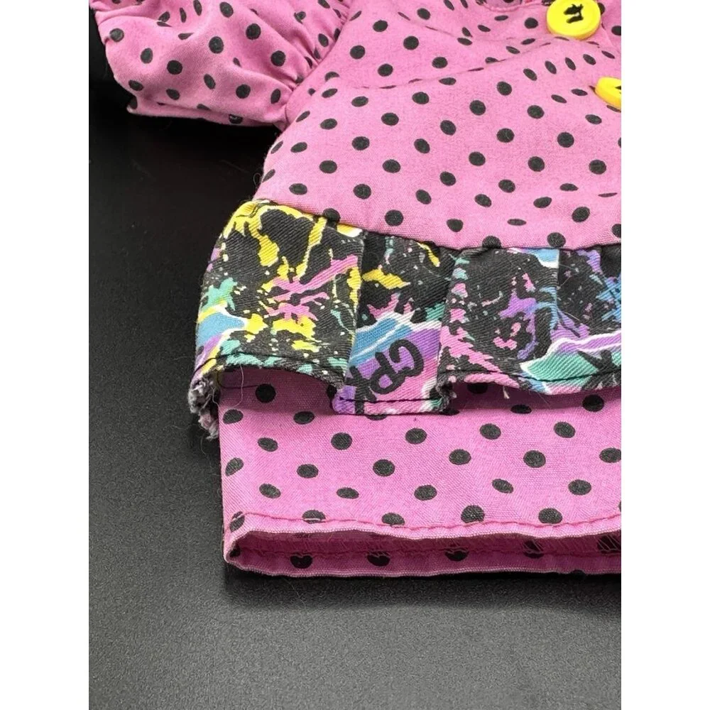 Vtg Cabbage Patch Kids Doll Designer Line Pink Polka‎ Dot Dress Transitional